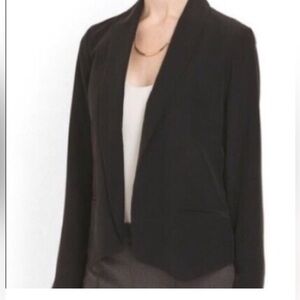 NWT! 100% Silk Cynthia Rowley Classic Black Open Blazer, Size S